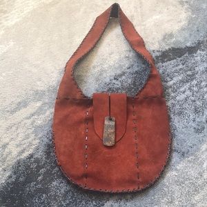 Suede Hobo Bag Burnt Orange Handmade Wu2